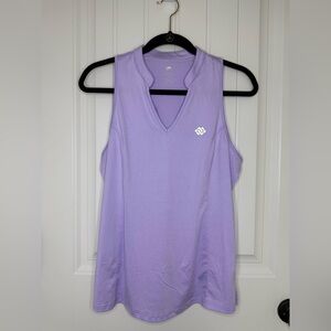 MoFiz Racerback Sleeveless Golf Polo Shirt VNeck Collarless Tennis Runner Purple